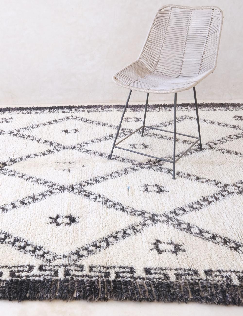 Vintage 1980s Moroccan Beni Ourain Rug 9.6 x 6.4 ft / 293 x 195 cm - Surcoma
