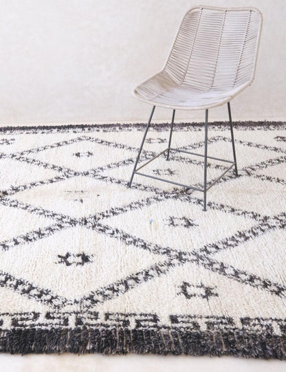Vintage 1980s Moroccan Beni Ourain Rug 9.6 x 6.4 ft / 293 x 195 cm - Surcoma