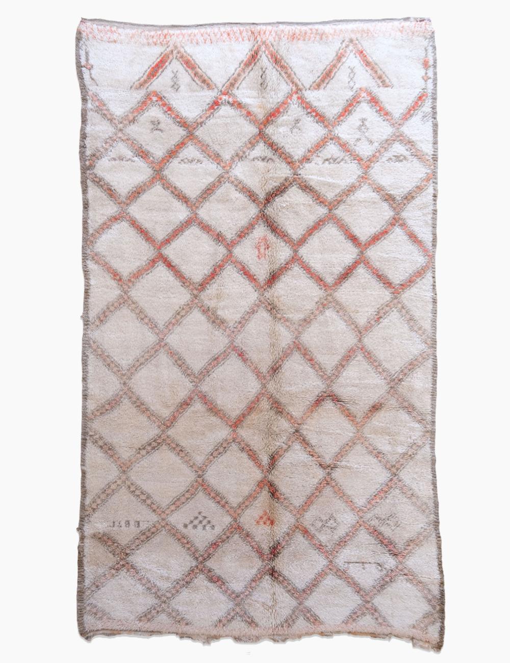 Off-White Moroccan Beni Ourain Rug 11.2 x 6.2 ft / 340 x 191 cm - Surcoma