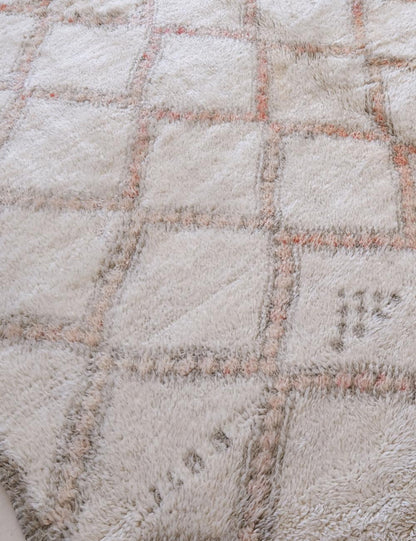Off-White Moroccan Beni Ourain Rug 11.2 x 6.2 ft / 340 x 191 cm - Surcoma