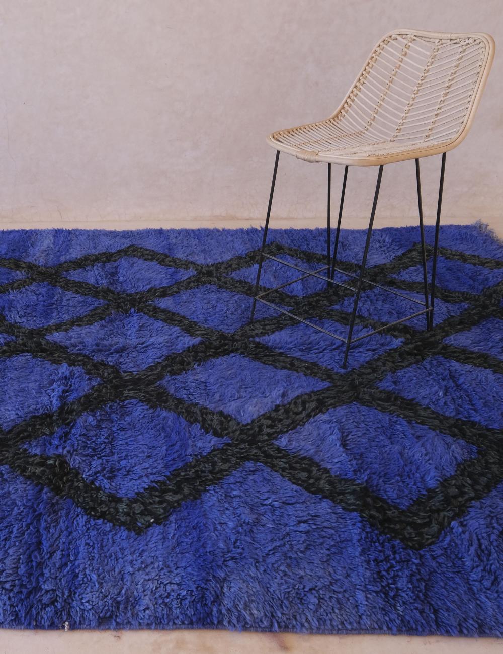Indigo Blue Moroccan Rug 10.6 x 7.1 ft / 322 x 218 cm - Surcoma