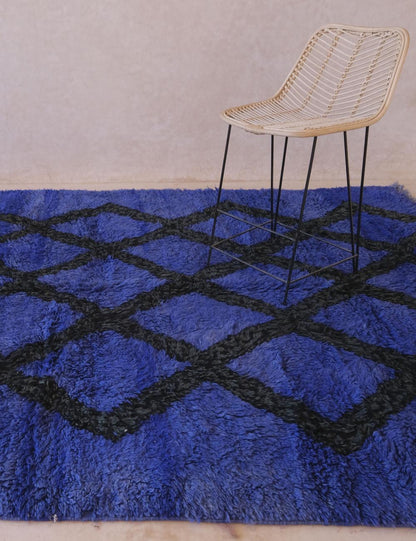 Indigo Blue Moroccan Rug 10.6 x 7.1 ft / 322 x 218 cm - Surcoma