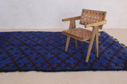 Moroccan Blue Indigo Wool Rug 12.5 x 6.2 ft / 380 x 190 cm - Surcoma