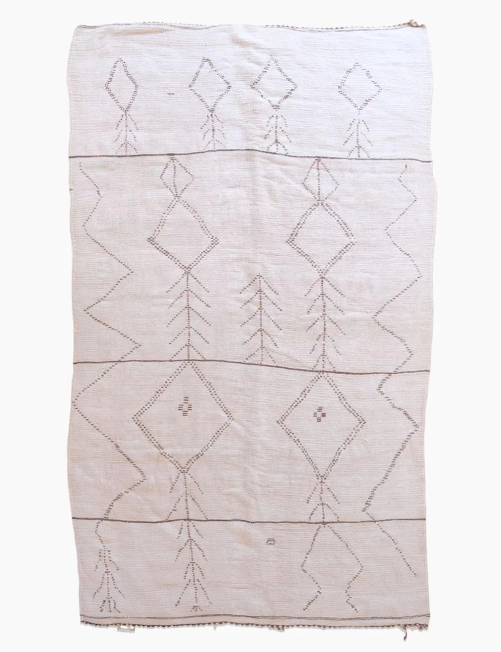 Handwoven Wool in Ivory with Berber Motif 10.5 x 6.2 ft / 320 x 189 cm - Surcoma
