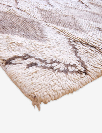 Moroccan Beige Wool Rug 5.5 x 2.3 ft / 168 x 72 cm - Surcoma