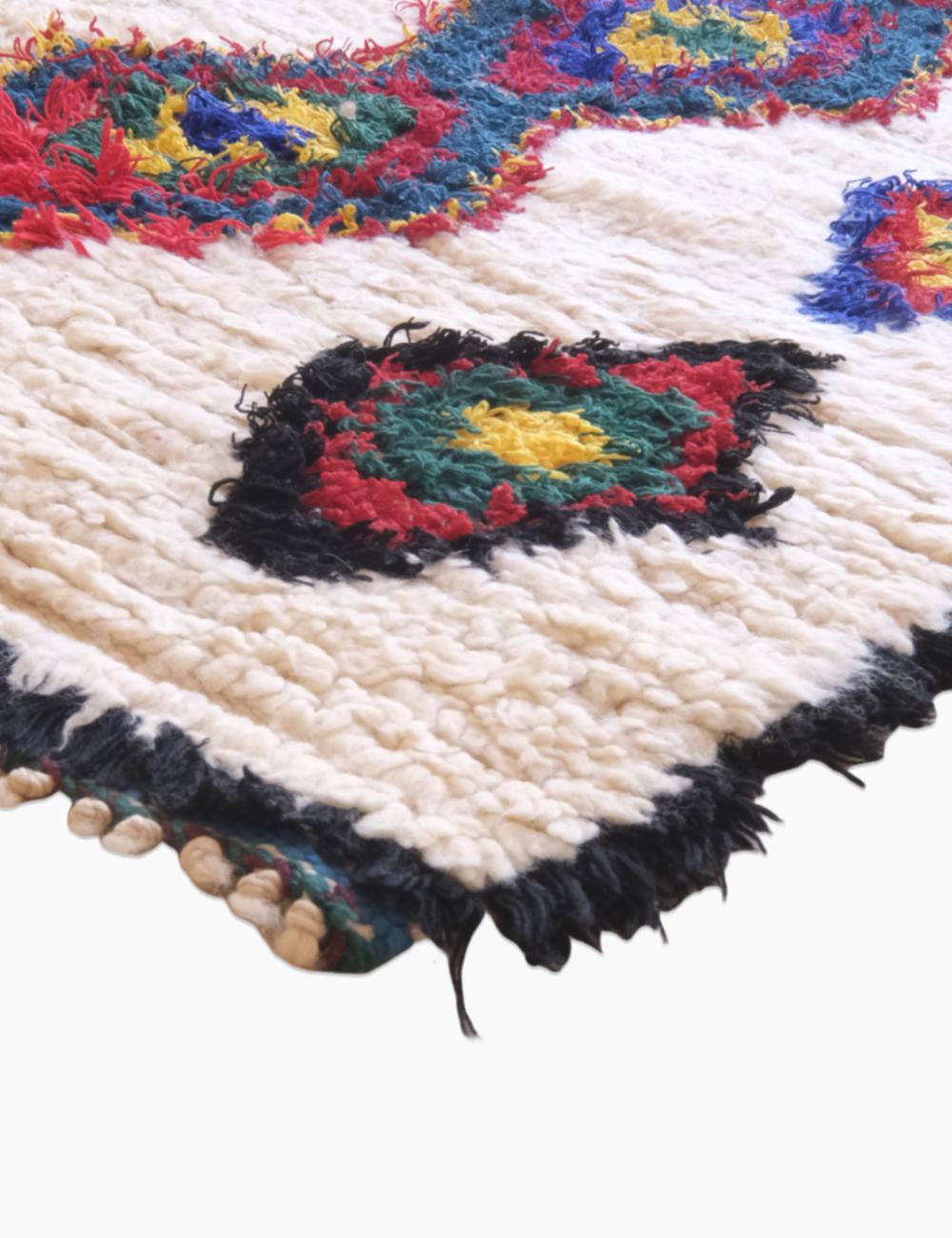 Colorful 1990s Moroccan Azilal Rug 6.3 x 2.4 ft / 192 x 75 cm - Surcoma
