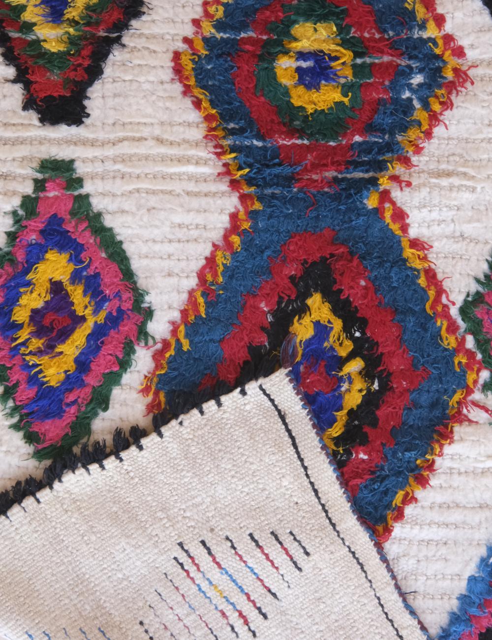 Colorful 1990s Moroccan Azilal Rug 6.3 x 2.4 ft / 192 x 75 cm - Surcoma