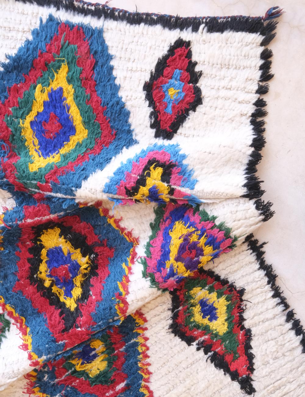 Colorful 1990s Moroccan Azilal Rug 6.3 x 2.4 ft / 192 x 75 cm - Surcoma