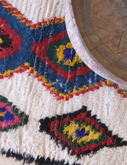 Colorful 1990s Moroccan Azilal Rug 6.3 x 2.4 ft / 192 x 75 cm - Surcoma