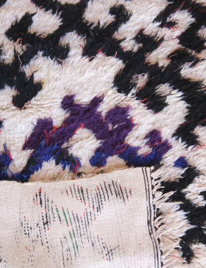 Handwoven Moroccan Berber Rug with Bold Multicolor Geometric Motifs 5.2 x 2.4 ft / 158 x 74 cm - Surcoma