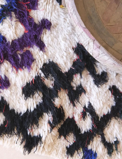 Handwoven Moroccan Berber Rug with Bold Multicolor Geometric Motifs 5.2 x 2.4 ft / 158 x 74 cm - Surcoma