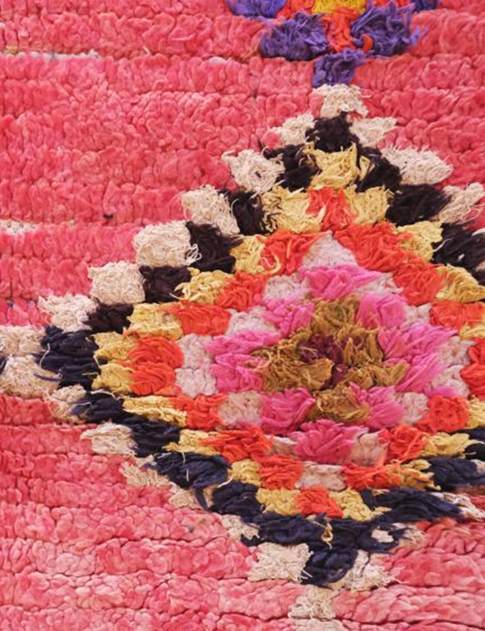 Handmade Pink Moroccan Rug 8 x 4.2 ft / 243 x 130 cm