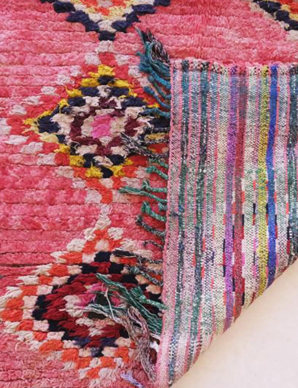 Handmade Pink Moroccan Rug 8 x 4.2 ft / 243 x 130 cm