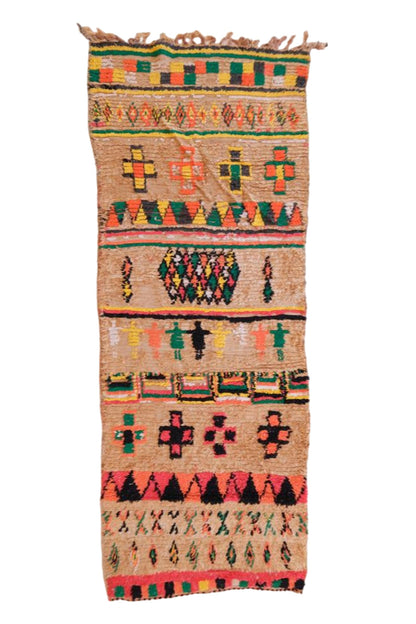 Handmade Moroccan Colorful Runner Rug 8.5 x 3.2 ft / 258 x 98 cm - Surcoma