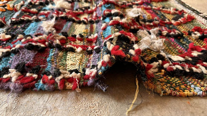 Moroccan Flatwoven Kilim Boucherouite Rug 6.3 x 2.5 ft / 193 x 78 cm - Surcoma