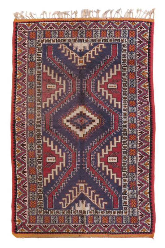 Moroccan Handknotted Taznakht Wool Rug 8.6x5.6 ft / 263x171 cm - Surcoma