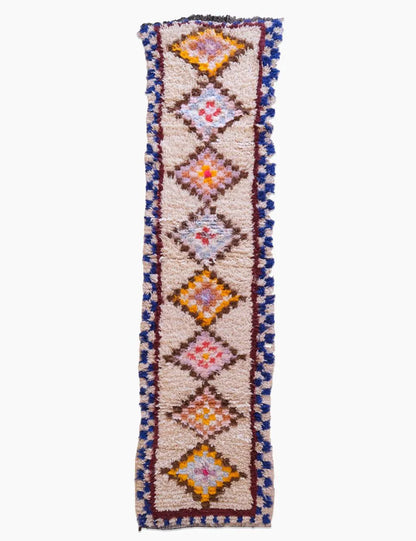 Colorful Moroccan Wool Runner Rug 10.2 x 2.6 ft / 311 x 82 cm - Surcoma