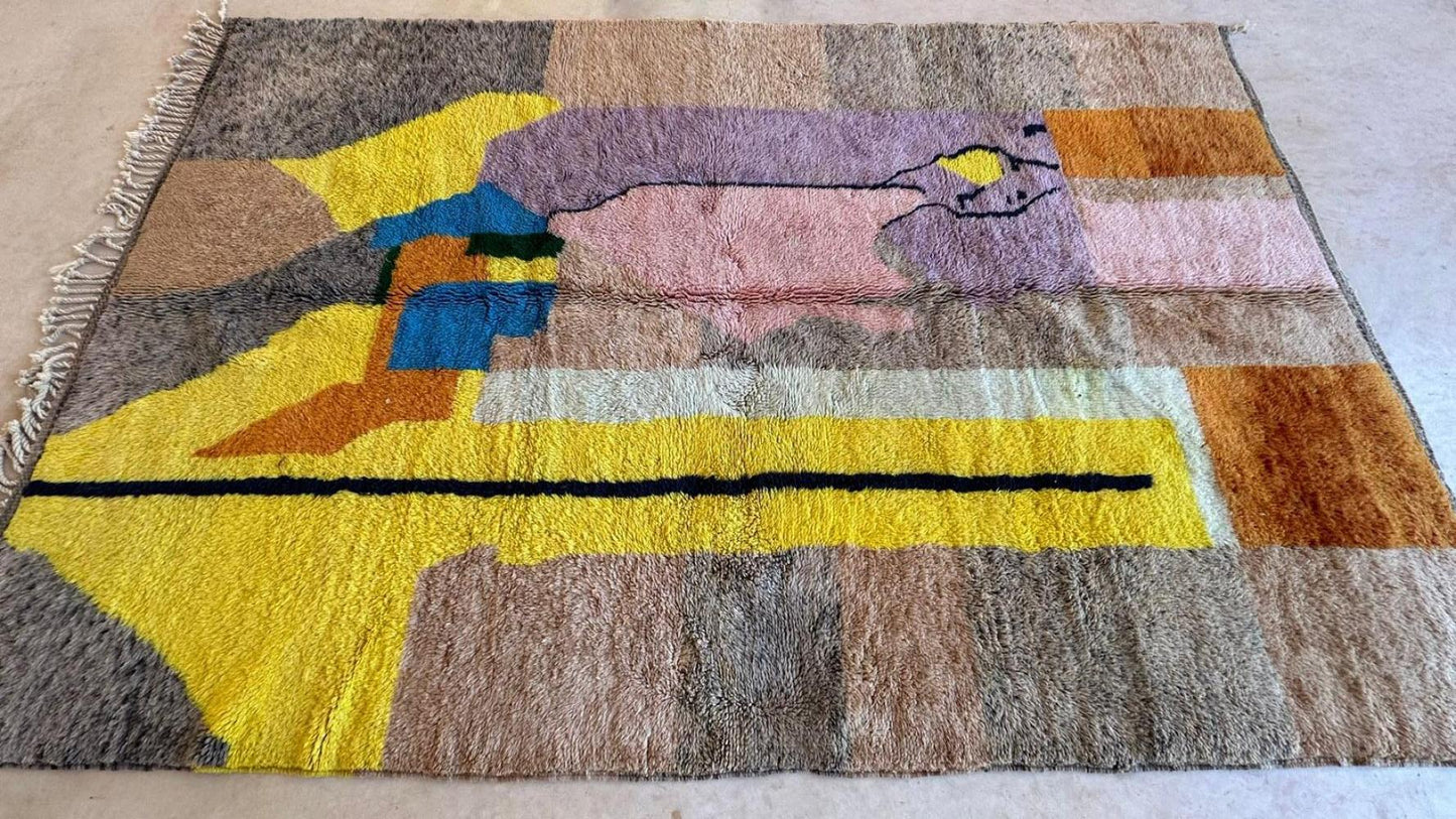 Moroccan Abstract Beni M'Rirt Wool Rug 10.1 x 6.5 ft / 308 x 200 cm - Surcoma