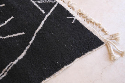 Moroccan Abstract Black Wool Rug 9.6 x 7.9 ft / 292 x 243 cm - Surcoma