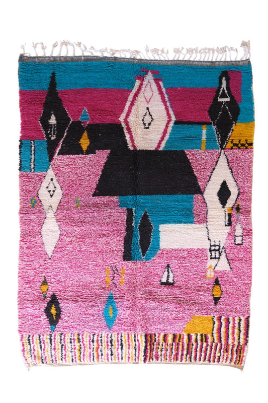 Moroccan Abstract Colorful Wool Rug 9.4 x 6.7 ft / 285 x 205 cm