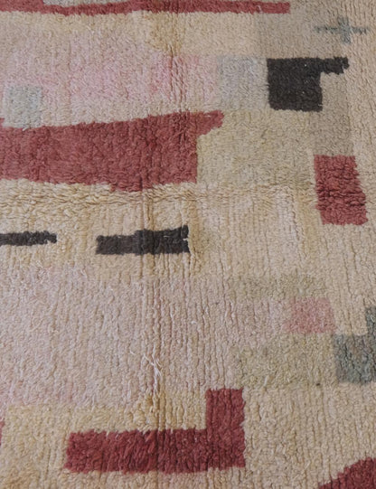 Small Moroccan Abstract Wool Rug 6.2 x 5.1 ft / 188 x 157 cm - Surcoma