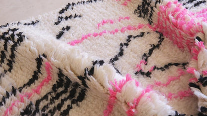 Moroccan Azilal Pink and Black Runner 7 x 2.49 ft / 214 x 76 cm - Surcoma