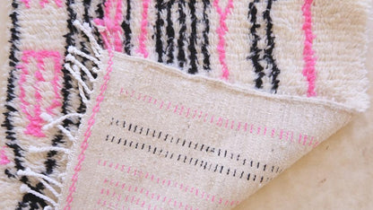 Moroccan Azilal Pink and Black Runner 7 x 2.49 ft / 214 x 76 cm - Surcoma