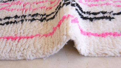 Moroccan Azilal Pink and Black Runner 7 x 2.49 ft / 214 x 76 cm - Surcoma
