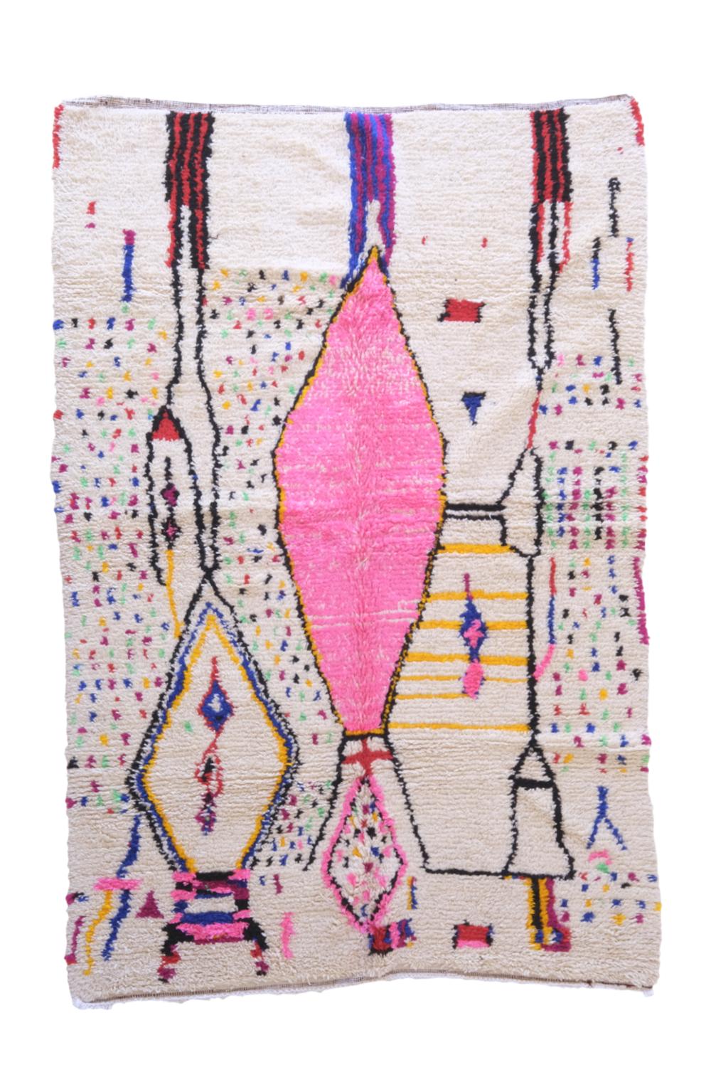 2020s Moroccan Azilal Neon Rug 8.8 x 5.91 ft / 269 x 180 cm