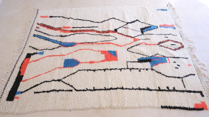 Moroccan Azilal Wool Rug 9.5 x 6.4 ft / 290 x 196 cm - Surcoma