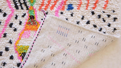 Moroccan Azilal Neon Wool Rug 7.3 x 4 ft / 222 x 124 cm - Surcoma
