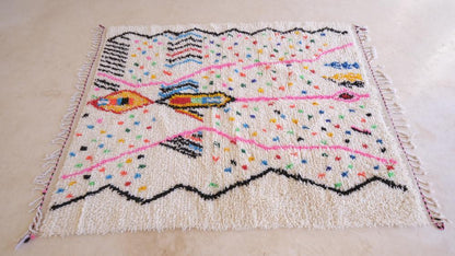 Moroccan Azilal Neon Rug 6.3 x 4.7 ft / 192 x 145 cm - Surcoma