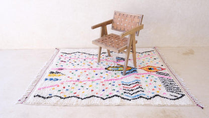 Moroccan Azilal Neon Rug 6.3 x 4.7 ft / 192 x 145 cm - Surcoma