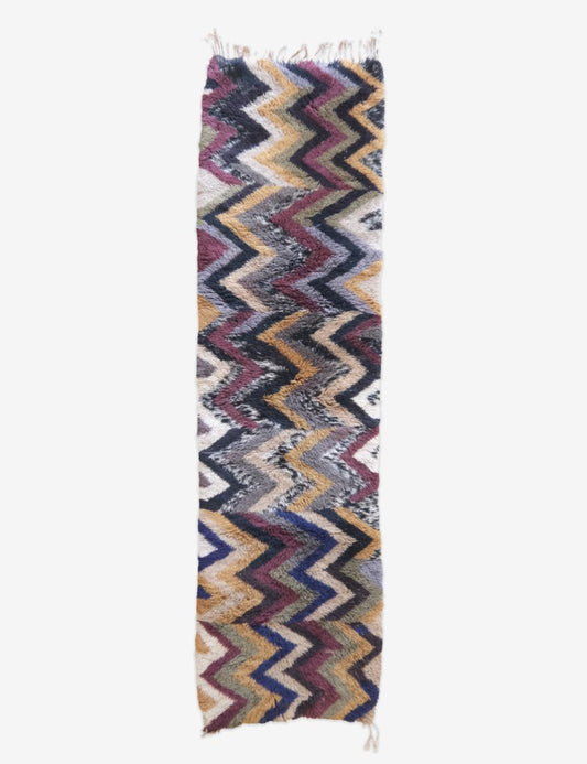 Moroccan Beni MRirt Runner Rug 10.2 x 2.6 ft / 312 x 81 cm