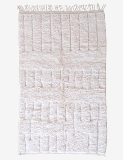 White Moroccan Beni MRirt Wool Rug 8.6 x 4.9 ft / 262 x 151 cm