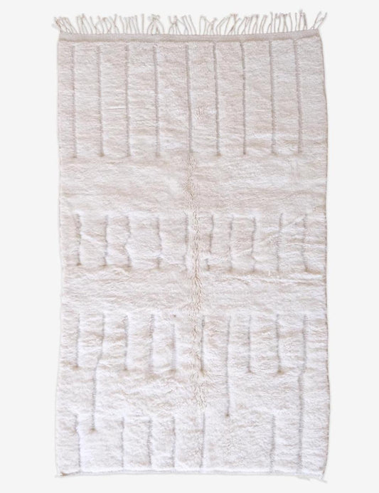 White Moroccan Beni MRirt Wool Rug 8.6 x 4.9 ft / 262 x 151 cm