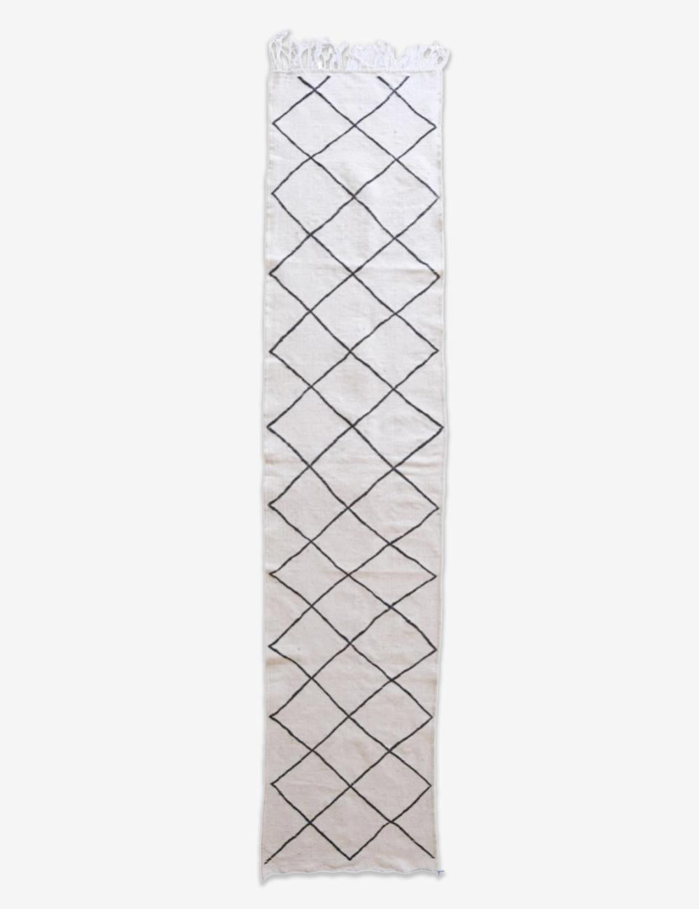Beni Ourain Hallway Flatweave Rug 10.8 x 2.4 ft / 328 x 73 cm