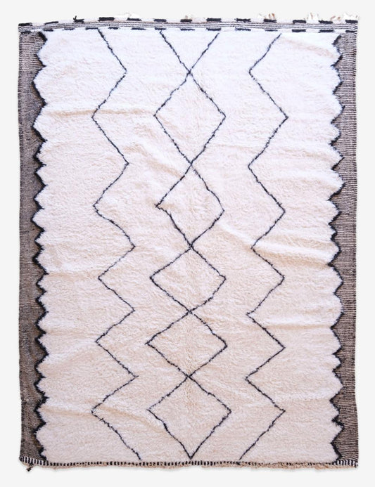 White Beni Ourain Moroccan Rug 11.4 x 8.1 ft / 348 x 249 cm