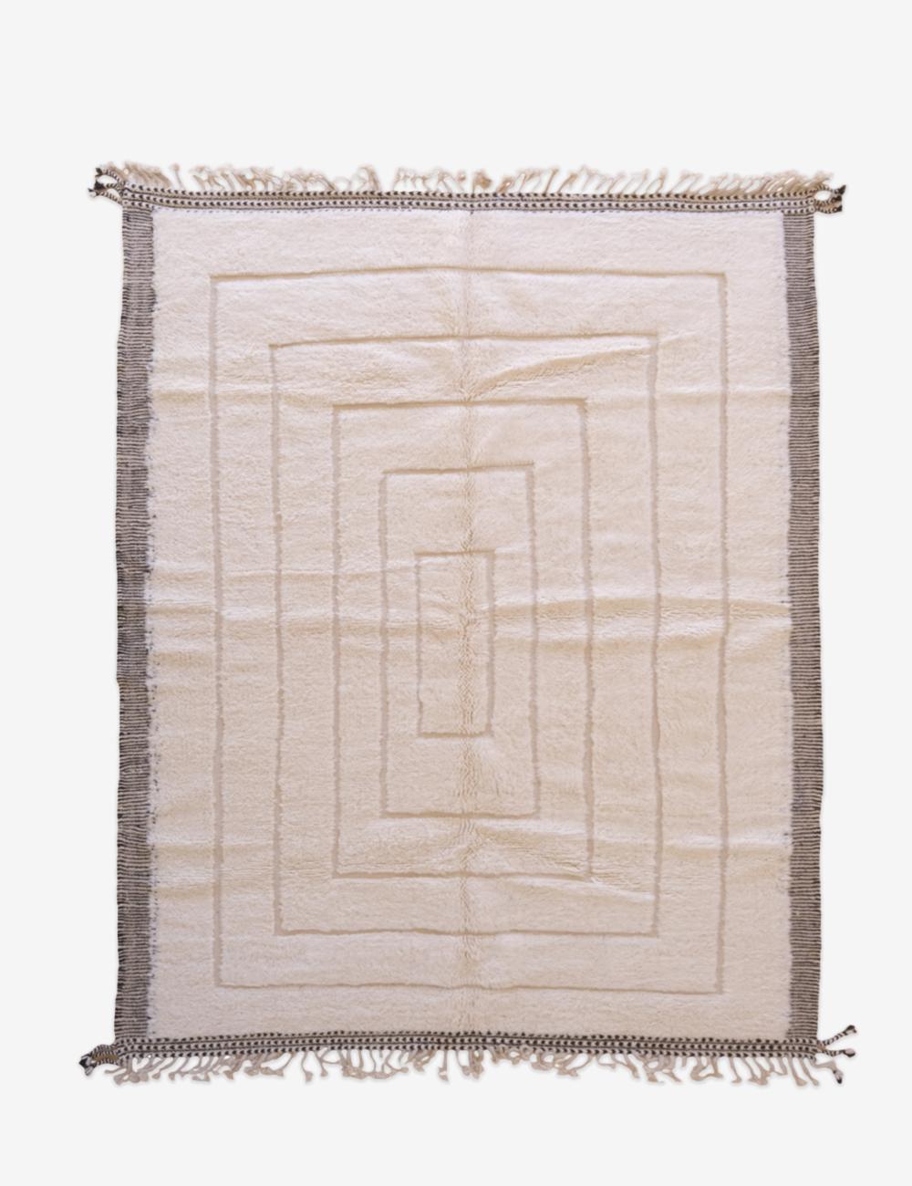 Custom White Geometric Moroccan Rug - Beni Ourain 10