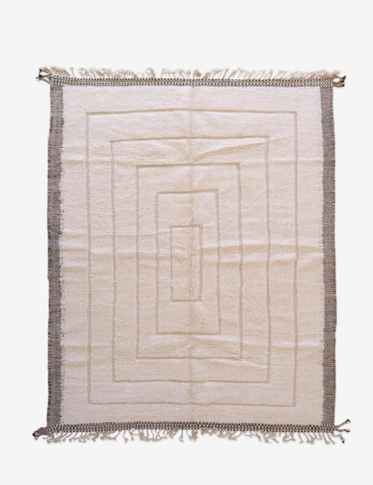 Custom White Geometric Moroccan Rug - Beni Ourain 10