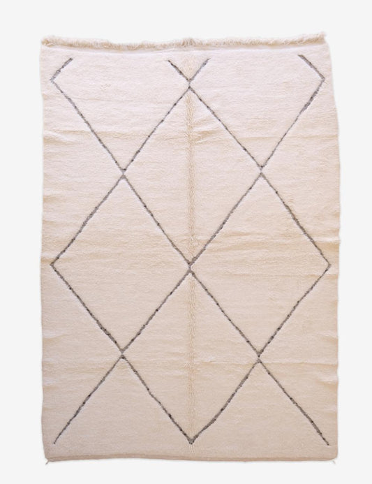 Custom White Minimalist Moroccan Rug - Beni Ourain 09