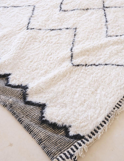 White Beni Ourain Moroccan Rug 11.4 x 8.1 ft / 348 x 249 cm