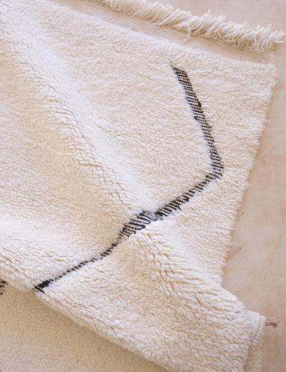 Custom White Minimalist Moroccan Rug - Beni Ourain 09