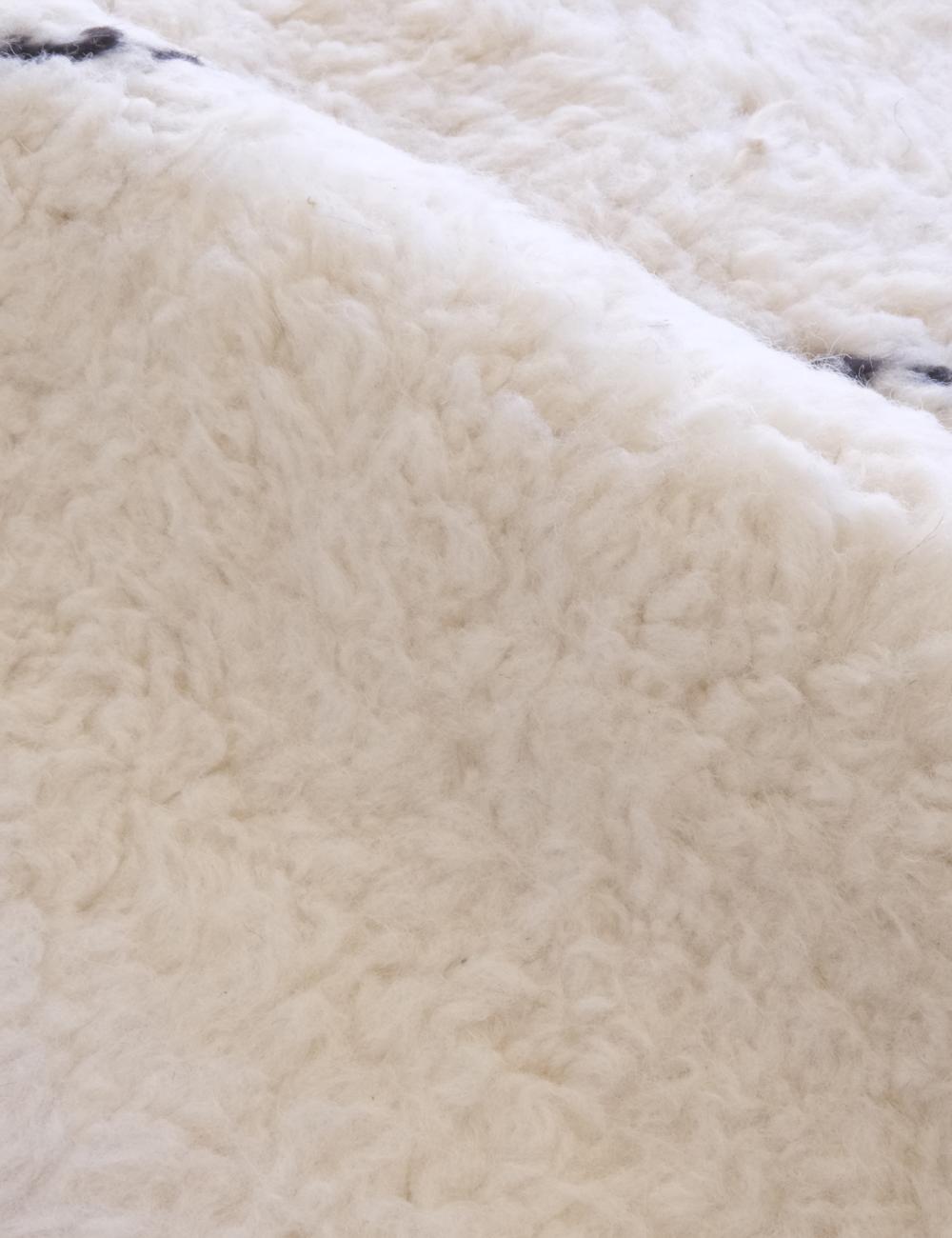 Custom White Moroccan Rug with Black Diamond Pattern - Beni Ourain 07
