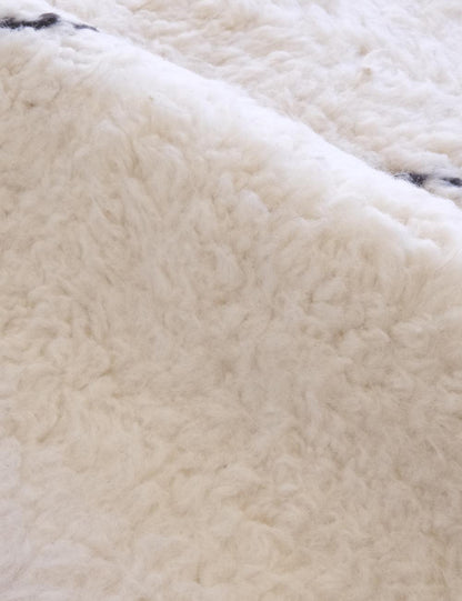 Custom White Moroccan Rug with Black Diamond Pattern - Beni Ourain 07