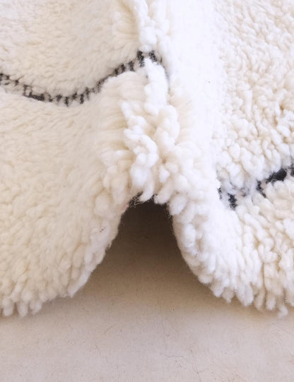 Custom White Minimalist Moroccan Rug - Beni Ourain 09