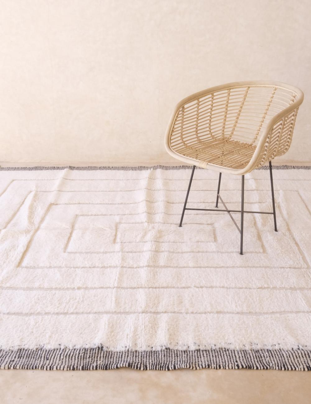 Custom White Geometric Moroccan Rug - Beni Ourain 10
