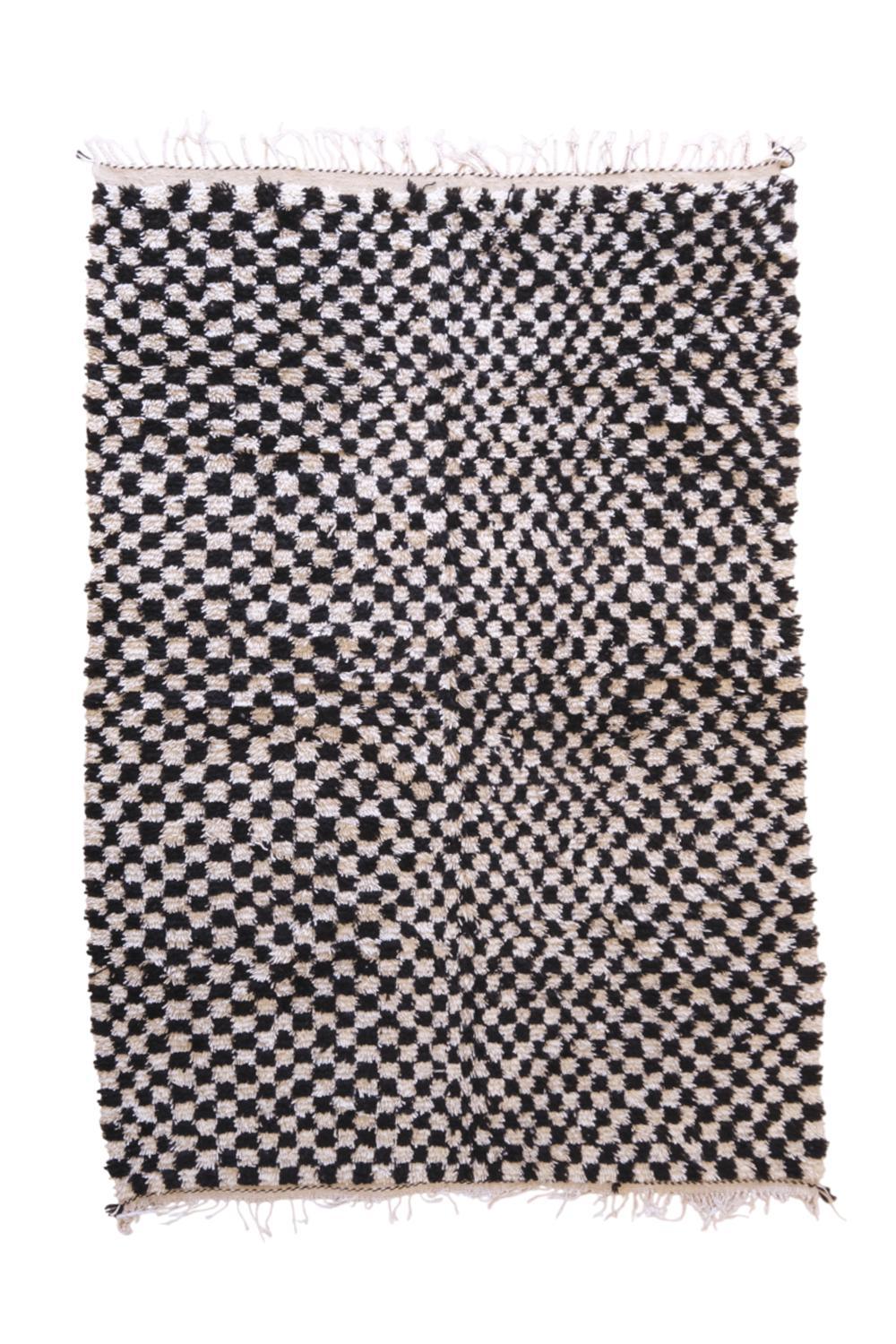 Moroccan Black and White Checkered Rug 9 x 5.7 ft / 273 x 174 cm