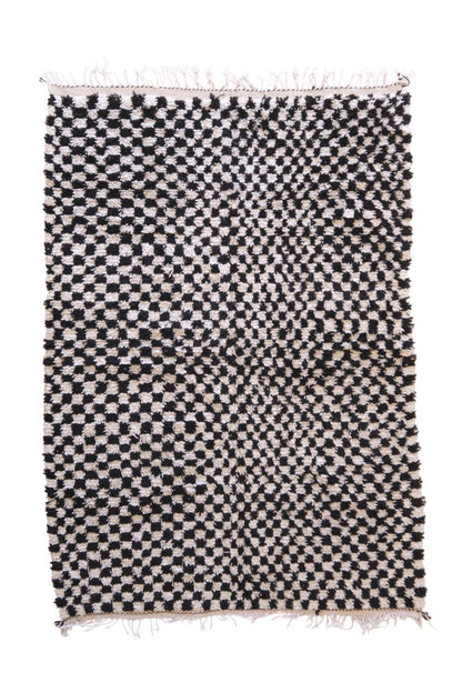 Moroccan Black and White Checkered Rug 9 x 5.7 ft / 273 x 174 cm - Surcoma