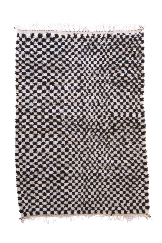 Moroccan Black and White Checkered Rug 9 x 5.7 ft / 273 x 174 cm